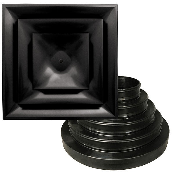 6 to 14 in Square Step-Down Ceiling Diffuser, Black