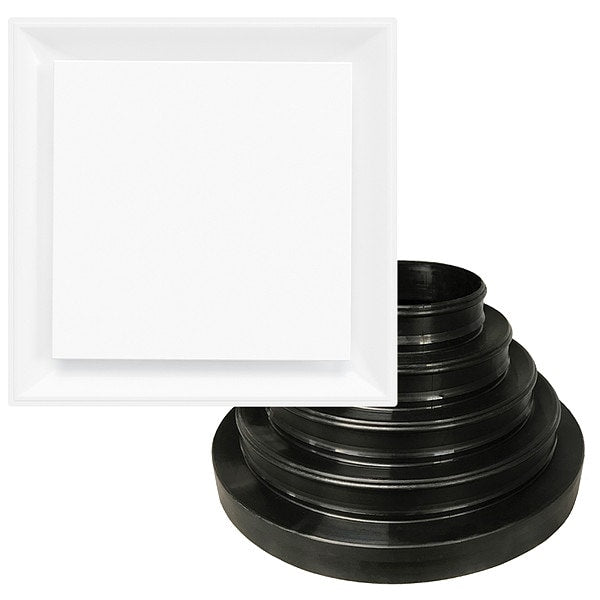 6 to 14 in Square Square Plaque Ceiling Diffuser, White