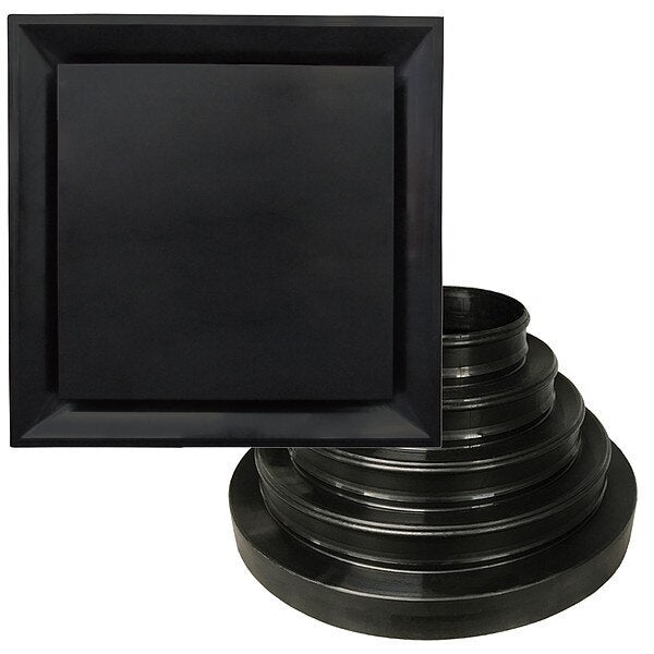 6 to 14 in Square Square Plaque Ceiling Diffuser, Black