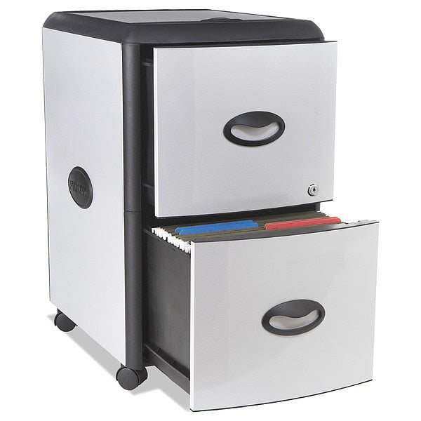 19 in W 2 Drawer File Cabinets, Silver/Black, Letter