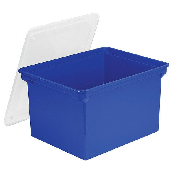 File Storage Box, Snap On Lid, Blue/Clear