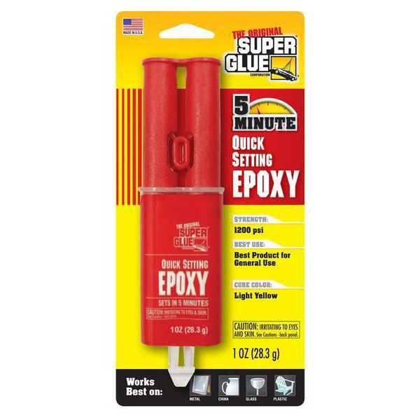 Epoxy Adhesive, Yellow, 1:01 Mix Ratio, 24 hr Functional Cure, Syringe