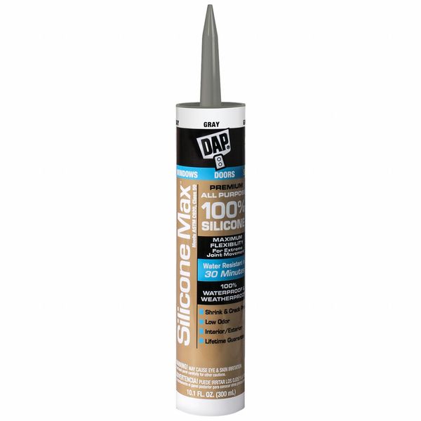 Silicone Sealant, Cartridge, Light Gray, Silicone Base