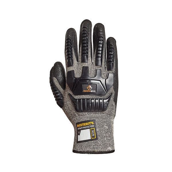 Work Gloves, Nitrile, XS, Black/Gray, PR