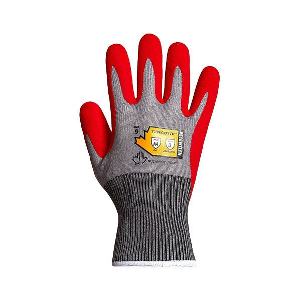 Work Gloves, Nitrile, S, Red/Gray, PR