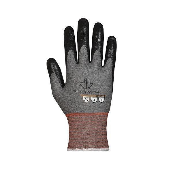 Work Gloves, Nitrile, XL, Black/Gray, PR