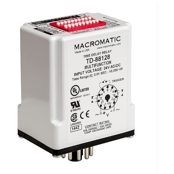 Time Delay Relay, 120VAC/DC, 10A, SPDT