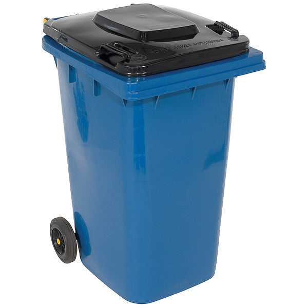 64 gal Square Trash Can, Blue, Lift Up, HDPE
