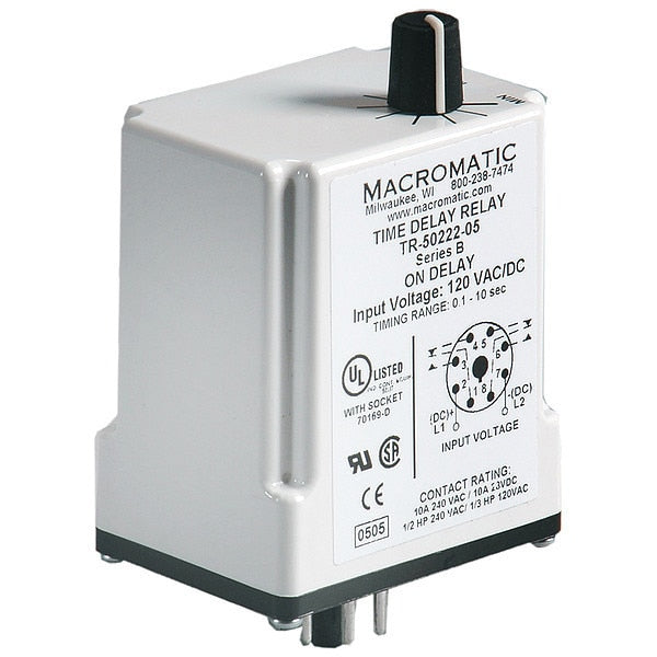 Time Dlay Rlay, 240VAC, 10A, DPDT, 0.05 sec.