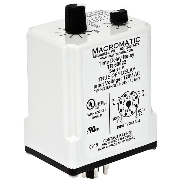 Time Delay Rlay, 12VDC, 10A, DPDT, 0.05 sec.