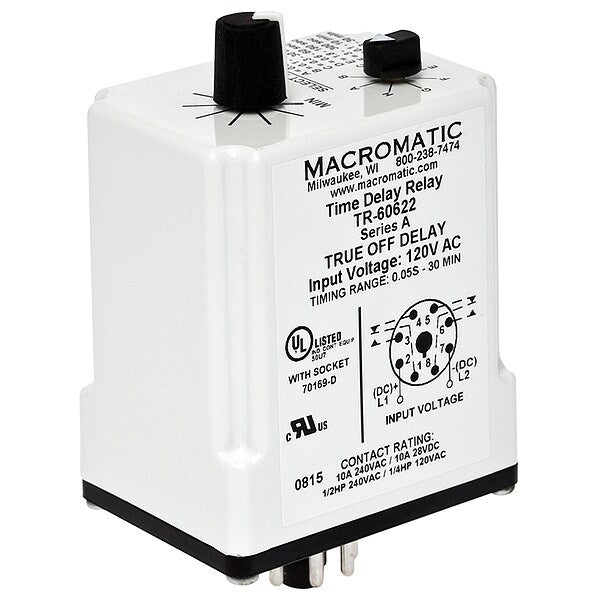 Time Dlay Rlay, 240VAC, 10A, DPDT, 0.05 sec.