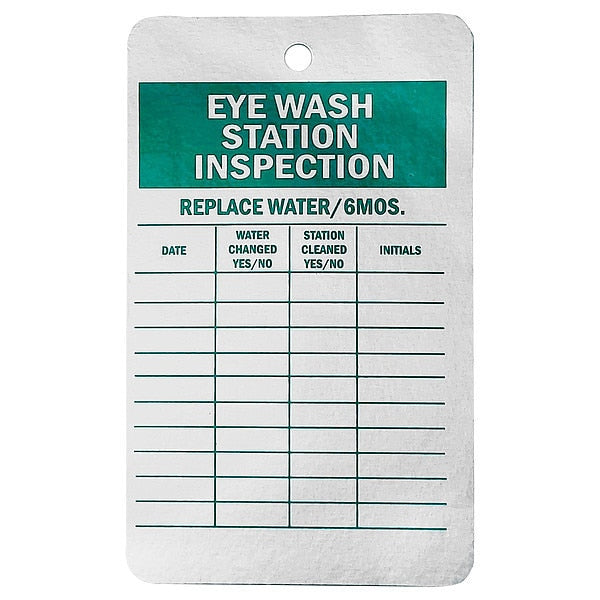 Eye Wash Sta Inspection Tag, Al, PK25
