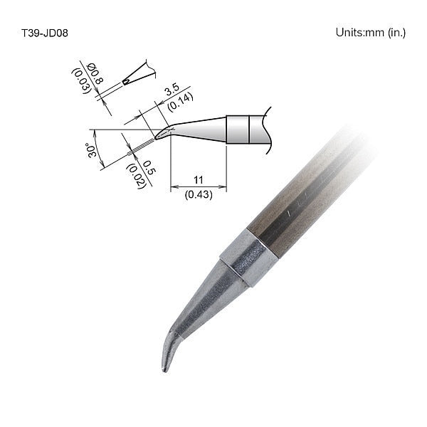 Tip, Bent Chisel, 0.8mm/30Deg X 3.5 X 11mm