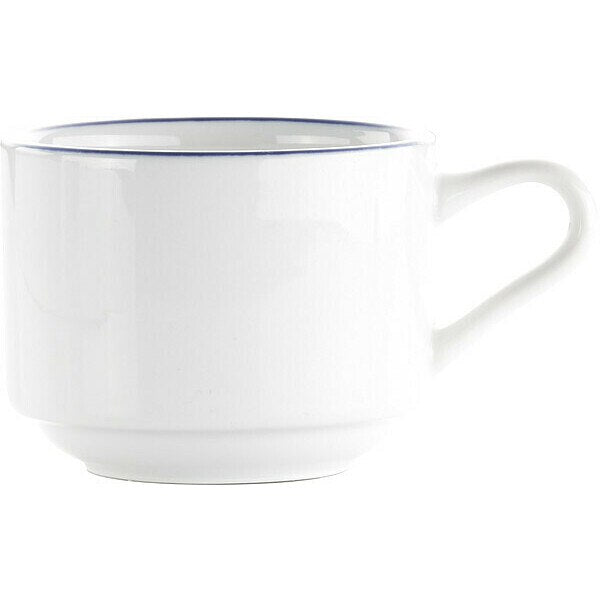 Cup, 8 fl oz, European White w/Blue, PK36