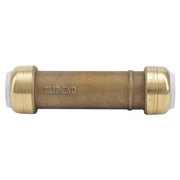 DZR Brass Slip Coupling, 1/2 in Tube Size