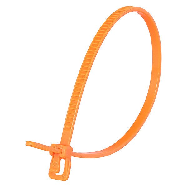 Releasable Cable Tie, Orange, 0.09