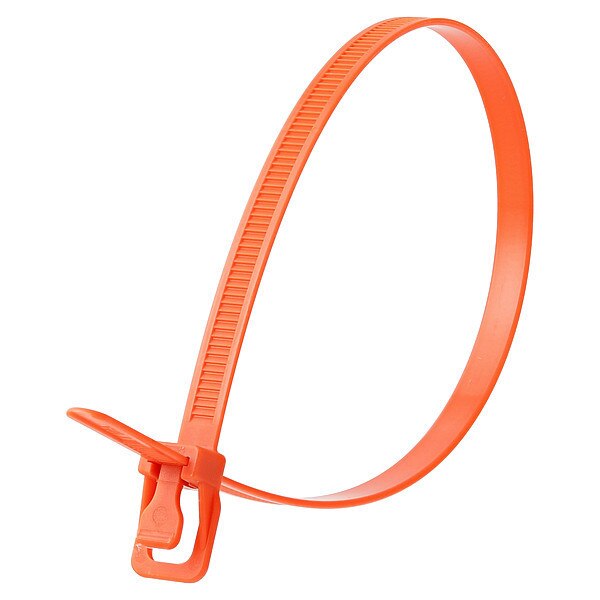 Releasable Tie, Orange, Nylon, PK20