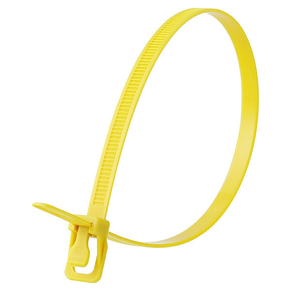Releasable Tie, Yellow, Nylon, PK100