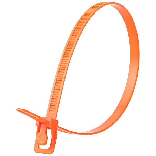 Releasable Tie, Fluor. Orange, Nylon, PK20