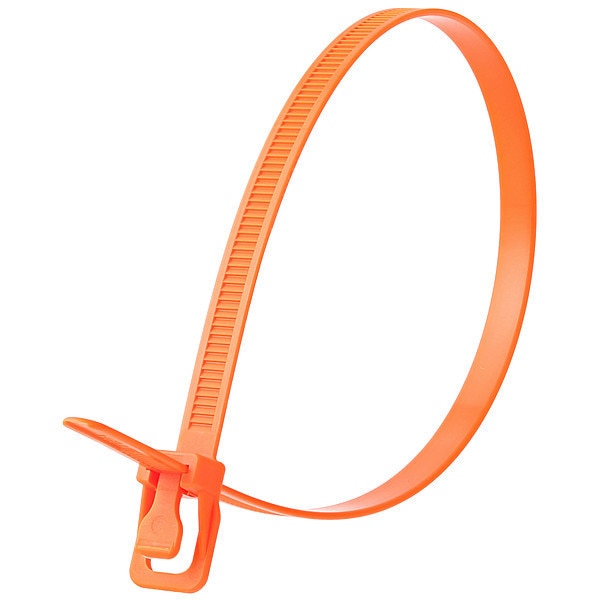 Releasable Tie, Fluor. Orange, Nylon, PK20