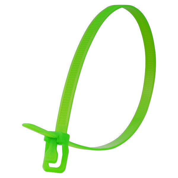 Releasable Tie, Fluor. Green, Nylon, PK100