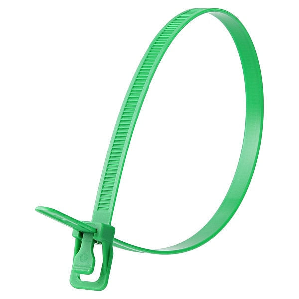 Releasable Tie, Green, Nylon, PK100