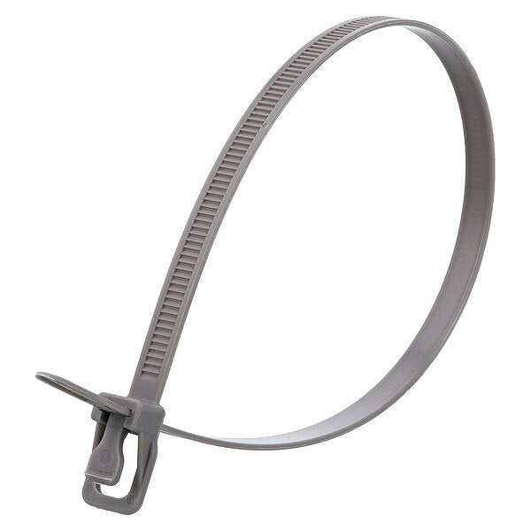 Releasable Tie, Gray, Nylon, PK100