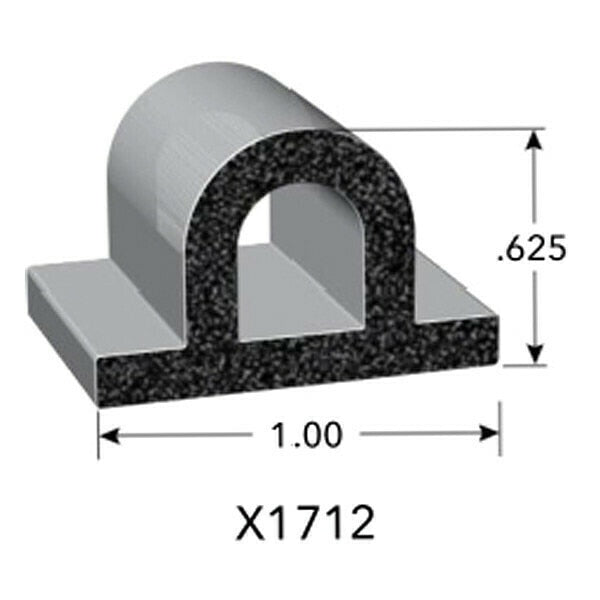 Rubber Seal, 16 mm H, 100 ft L, D Shape