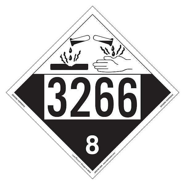 Corrosive Placard, UN 3266, PK25