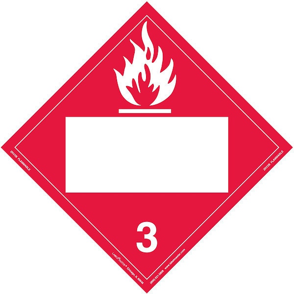 Flammable Liquid Placard, PK25