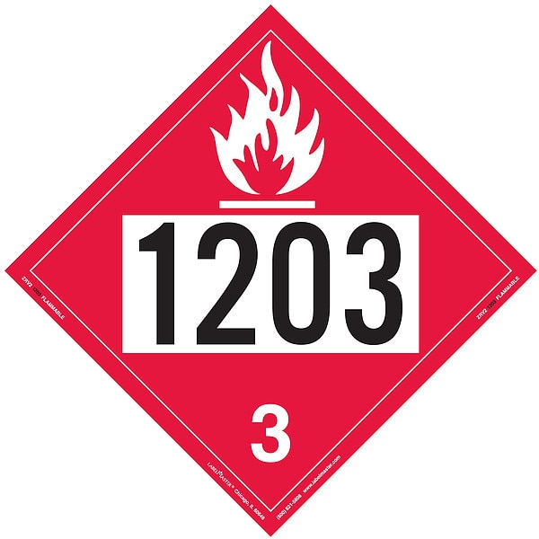 DOT Container Placard, Message 1203, PK25