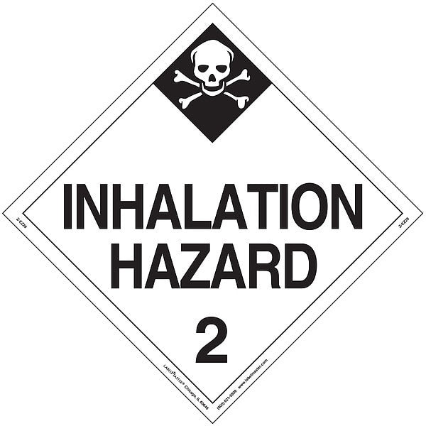 Inhalation Hazard 2 Placard, Vinyl, PK25