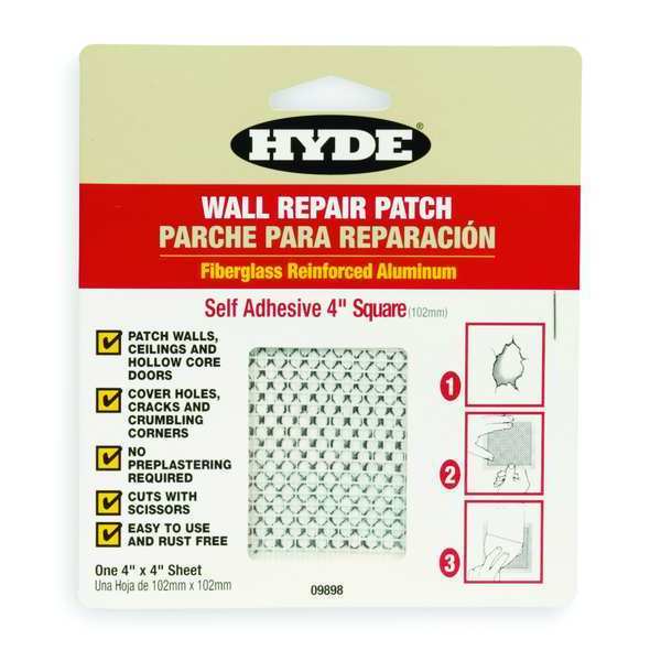 Wall Patch, 4 in x 4 in, Aluminum/Fiberglass