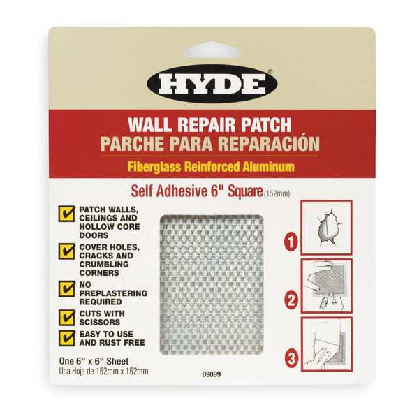 Wall Patch, 6 x 6 In, Aluminum/Fiberglass