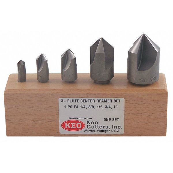 90 deg 3 Flute 5 piece Center Reamer Set HSS