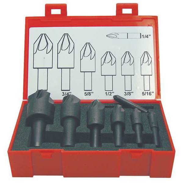 100 deg 6 Flute 7 piece Countersink Set HSS