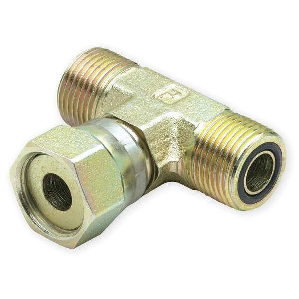 Swivel Nut Branch Tee, Zinc Steel, ORFS, 3/8In