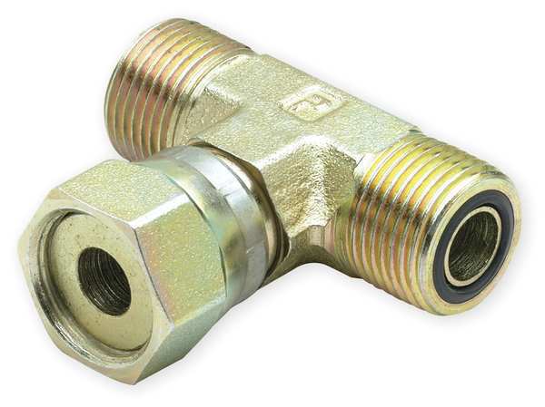 Swivel Nut Branch Tee, Zinc Steel, ORFS, 1/2In