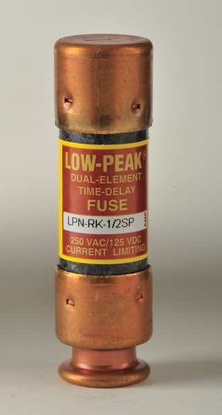 Fuse, Time Delay, 1/2A, LPN-RK-SP Series, 250V AC, 125V DC, 2