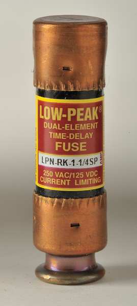 Fuse, Time Delay, 1-1/4A, LPN-RK-SP Series, 250V AC, 125V DC, 2
