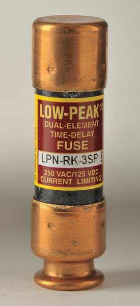 Fuse, Time Delay, 3A, LPN-RK-SP Series, 250V AC, 125V DC, 2