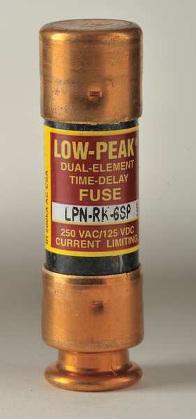 Fuse, Time Delay, 6A, LPN-RK-SP Series, 250V AC, 125V DC, 2