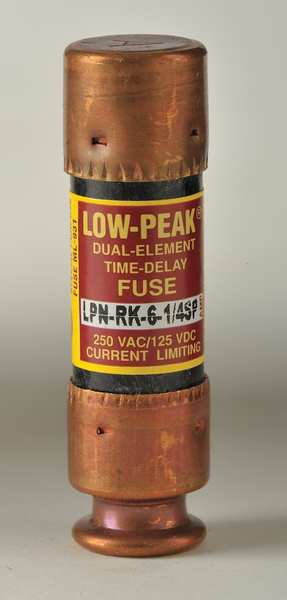Fuse, Time Delay, 6-1/4A, LPN-RK-SP Series, 250V AC, 125V DC, 2