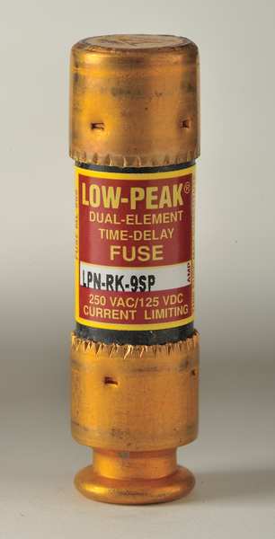 Fuse, Time Delay, 9A, LPN-RK-SP Series, 250V AC, 125V DC, 2