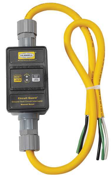 Line Crd GFCI, 2 ft., Ylw, 30A, NEMA 4X, 240V