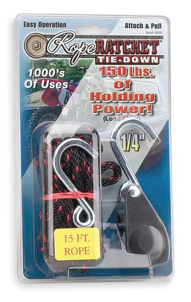 Rope Ratchet, Hook, 15 ft.L, Polypropylene