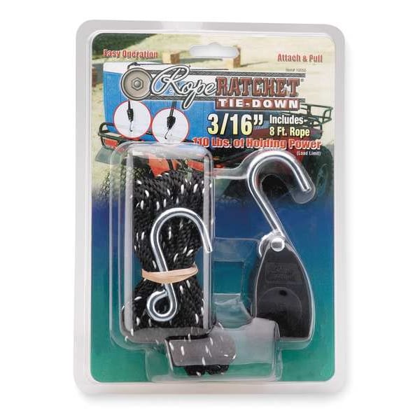 Rope Ratchet, Hook, 8 ft.L, Polyester