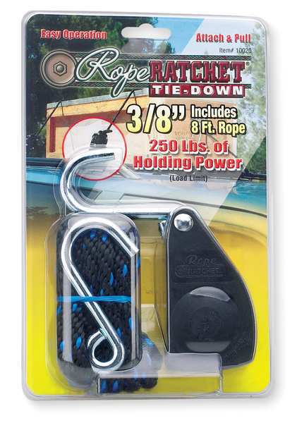 Rope Ratchet, Hook, 8 ft.L, Polypropylene