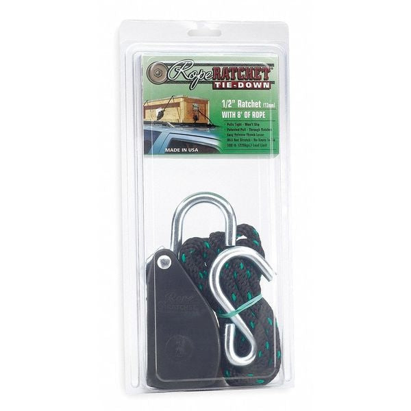 Rope Ratchet, Hook, 8 ft.L, Polypropylene