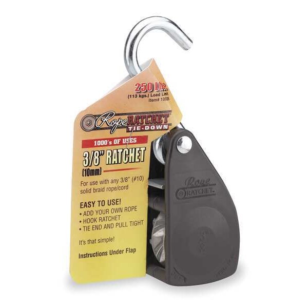 Rope Ratchet, Hook, 3/8 In.W, Nylon